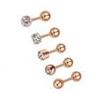 thumbnail image 4 of Juego de 5 piezas de pendientes de acero inoxidable con circonitas geométricas, joyas de perforación, pendientes de plata con dientes retorcidos, 4 of 6