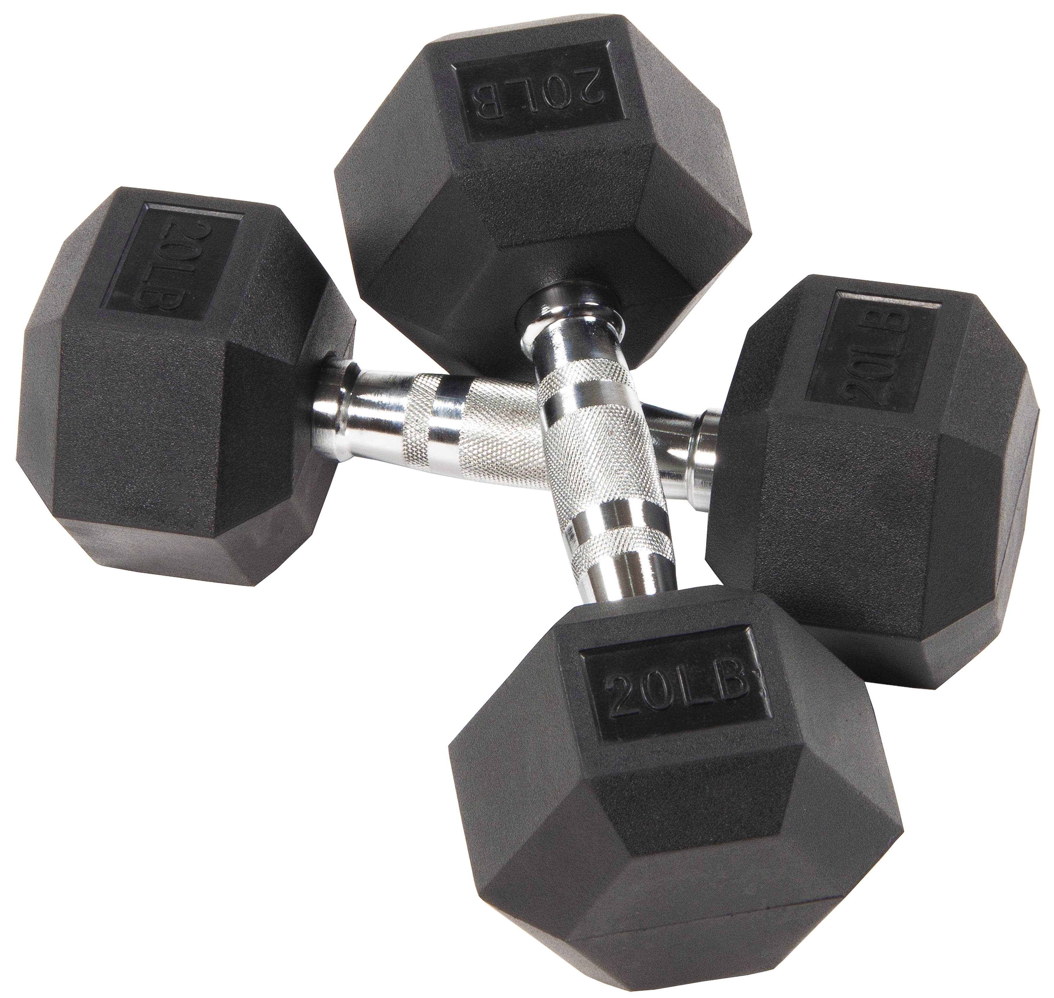 20 lbs Pair BalanceFrom Rubber Encased Hex Dumbbells 