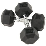 BalanceFrom Rubber Encased Hex Dumbbell Pairs, 10lbs-50lbs
