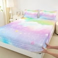 thumbnail image 3 of jejeloiu Cartoon Stars Print Full Size Sheets,Rainbow Galaxy Starry Sky Bed Sheets For Girls Teens 4pcs, 3 of 7