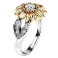 thumbnail image 2 of BGZLEU Retro Vintage Sun Flower Floral Ring Cocktail Party Statement Anniversary Ring Valentine's Day Rings Gift Womens Vintage White Diamond Silver Engagement Wedding Band Ring，6, 2 of 4