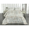 thumbnail image 2 of Ambesonne Floral Quilted Coverlet 3 Pcs, Retro Flower Minty Backdrop, Queen Size, Warm Taupe and Pale Grey, 2 of 4