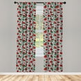 thumbnail image 3 of Rose Curtains 2 Panels Set, Romantic Roses in Full Blossom on Monochrome Chevron Zig Zag Stripes, Window Drapes for Living Room Bedroom, 56"W X 95"L, Jade Green Vermilion, by Ambesonne, 3 of 5