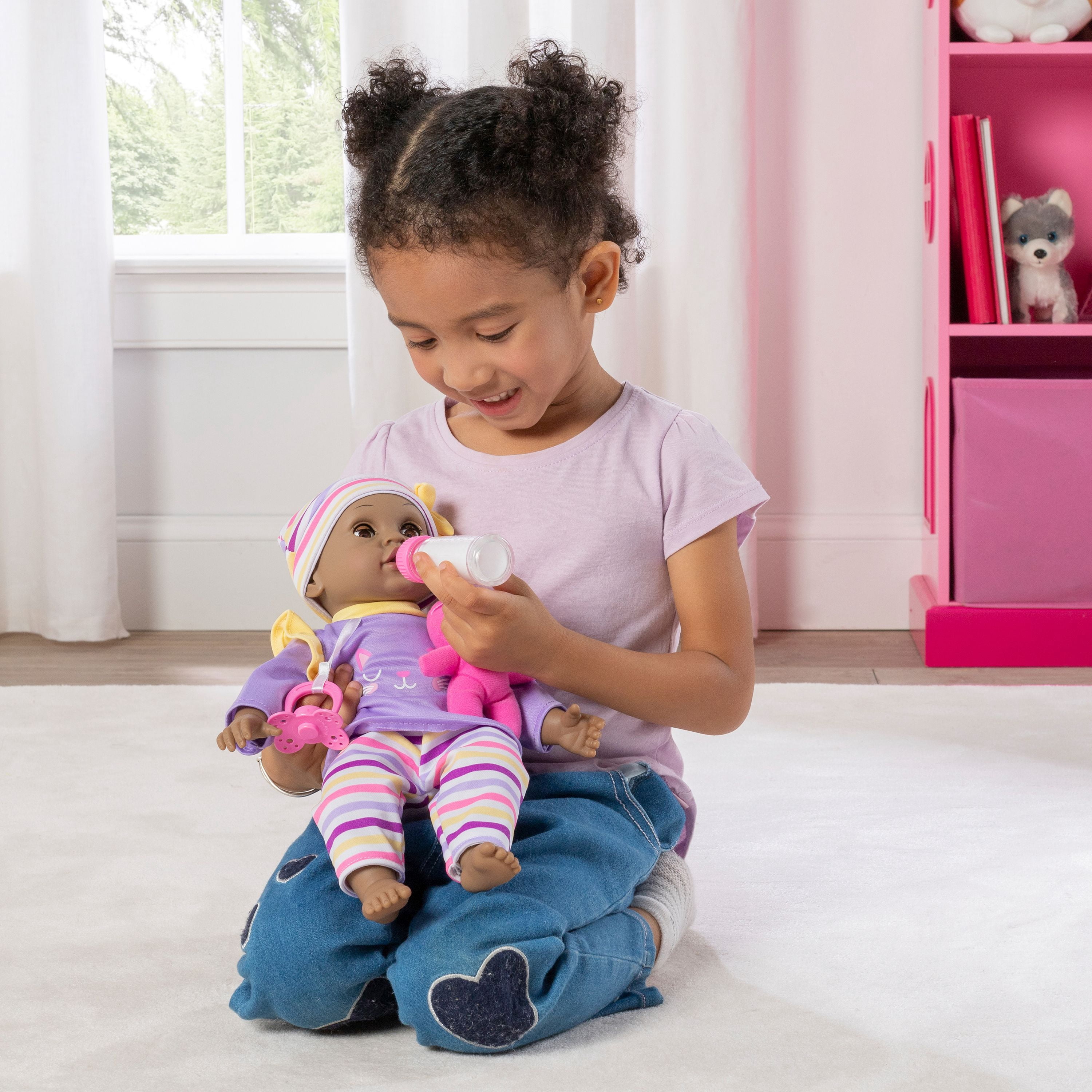 My Sweet Love Baby Maggie 14\" Doll, African American, 4 Pieces