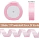 thumbnail image 2 of 2 rollos de cinta de satén rosa de 25 mm (1 pulgada) de ancho, ideal para envolver regalos de San Valentín (25 yardas por rollo, brillo de una sola cara, material para manualidades)., 2 of 3