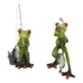 thumbnail image 3 of Pack of 2 Favorite Pastime Green Frogs Besties Rod Fishing by The Pond Figurines, 3 of 10