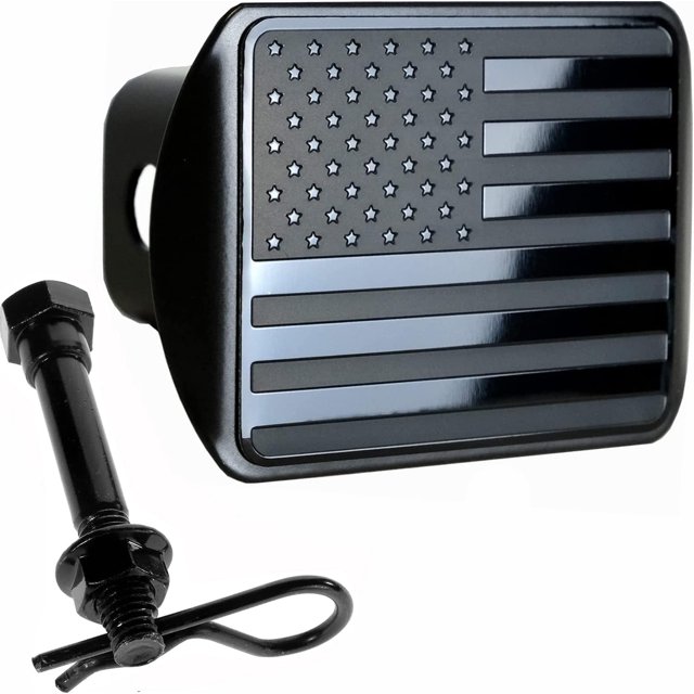 Funda de enganche para remolque EverHitch, bandera de acero inoxidable de EE. UU.