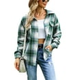 thumbnail image 2 of hirigin Women's Plaid Shirt Jacket, Casual Long Sleeve Button Down Boyfriend Shacket Coat, 2 of 9