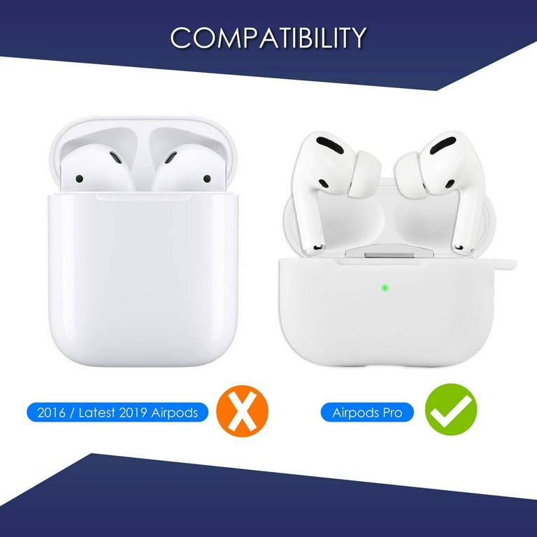 Insten Shockproof Silicone Protective Skin Compatible with Apple AirPods  Pro 2019 Charging Case, Supports Wireless Charging, Includes Carabiner 