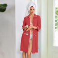 thumbnail image 5 of Robes for Women Zipper Lightweight 3/4 Sleeve Summer Housecoats for Women Zip Up Front Knee Length Plus Size Sleepwear Nightgown with Pockets Red M, 5 of 6