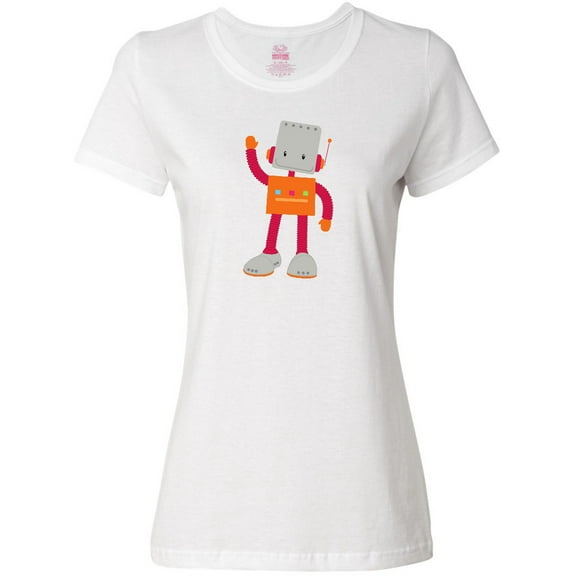 Inktastic Cute Robot, Smiling Robot, Colorful Robot Women's T-Shirt