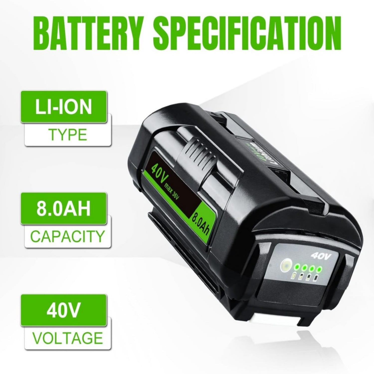 2Pack for ryobi 40 volt 8.0Ah battery high capacity lithium ion op4050 op40602