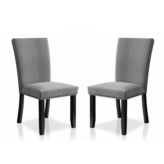 Furniture of America Doxon Modern Light Grey Upholstered Side Chair (Set of 2)