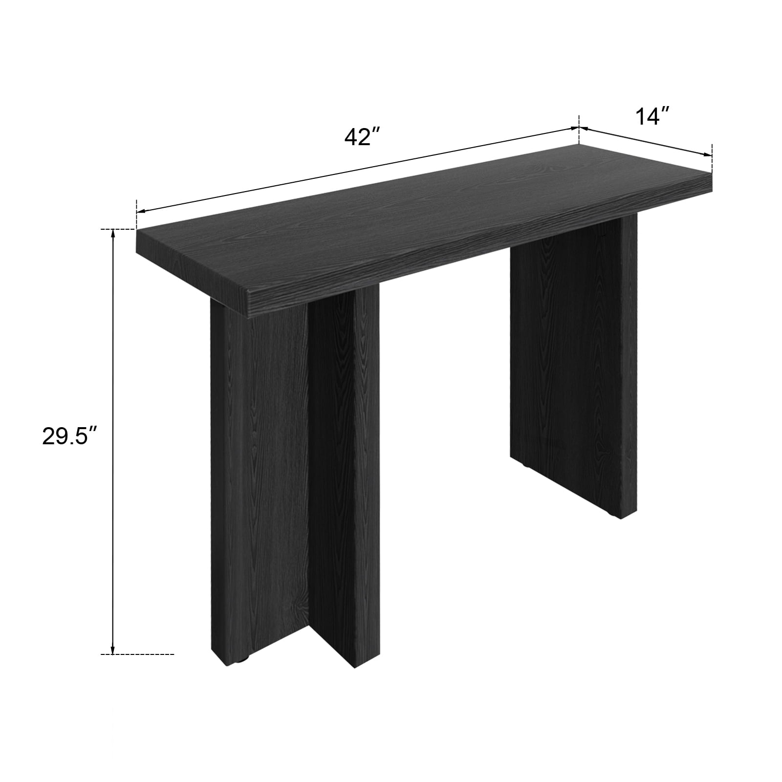 42 Inch Narrow Entryway Console Table, Black Relief 3D Textured MDF Sofa Table with Sturdy T-Shaped Legs, Space Saving Hallway Accent Table for Living Room Foyer