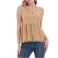 thumbnail image 3 of Feancey Sequin Halter Tops for Women Ruffle Hem Flowy Tunic Top Dressy Trendy Adjustable Spaghetti Strap Glitter Tank Tops Spring Sparkly Party Blouse Gold M, 3 of 8