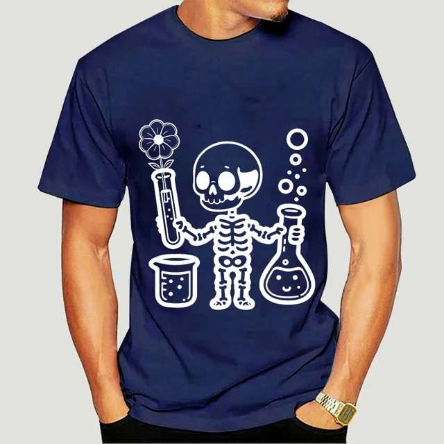 Camisetas con gráficos de esqueleto de laboratorio de química, camisetas Harajuku de manga corta, camisetas de gran tamaño modernas para amantes de la química.