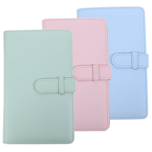 WRISTBIQUE 3Pcs Photo Album Small Assorted Colors PU Material Multi Functional Storage Book
