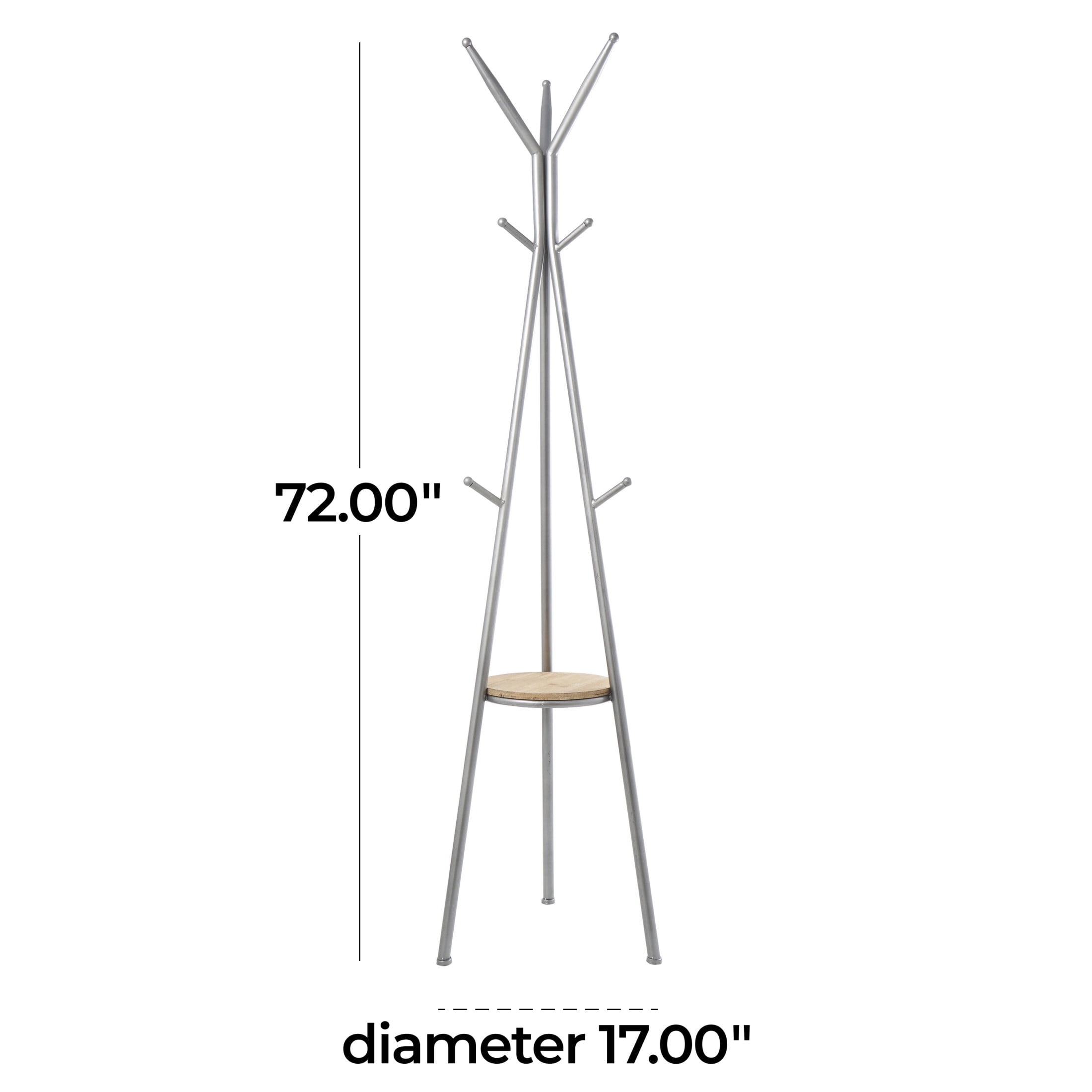 DecMode 17" x 72" Gray Metal Coat Rack, 1-Piece