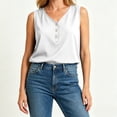 thumbnail image 6 of Qiopertar Satin Tank Tops for Women V Neck Sleeveless Button Down Casual Loose Flowy Summer Blouse White XL, 6 of 7