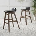 thumbnail image 2 of GDF Studio Tenley Mid Century Modern Upholstered 30.5 Inch Barstools, Set of 2, Dark Brown Faux Leather and Walnut, 2 of 9