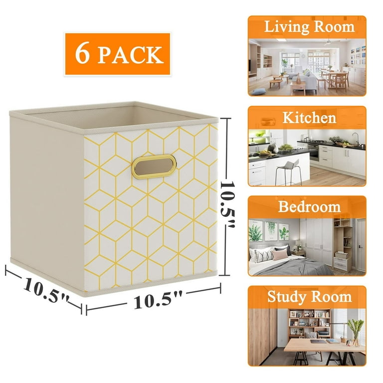 6 Pack Fabric Storage Cubes with Handle, Foldable 11 Inch Cube Storage  Bins, Storage Baskets for Shelves, Storage Boxes for Organizing Closet