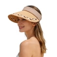 thumbnail image 3 of Shadoumai Women Wide Brim Straw Visor Hat, Foldable Open Top Summer Beach Cap, Breathable UV Protection Roll-Up Sun Hat for Travel, 3 of 9