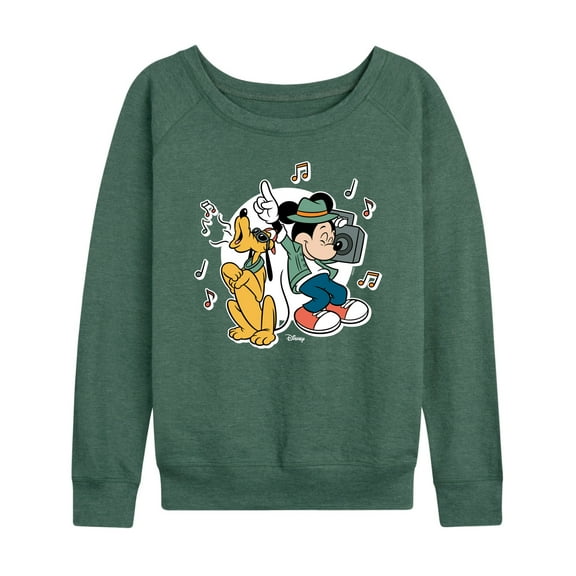 Disney - Mickey & Friends - Pluto Sings while Mickey Dances - Women's Lightweight French Terry Long Sleeve Shirt