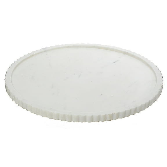 Maison Concepts White Marble Round Tray (White) 12" X 12" X 0.59"