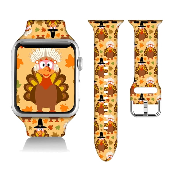 Compatible Con Apple Watch De Acción De Gracias, Turquía, 38/40/41/42/44/45 Mm, Para Mujeres Y Hombres, Silicona Suave, Regalos De Otoño De Calabaza, Pulsera De Repuesto Para Iwatch Series 9, 8, 7, 6,