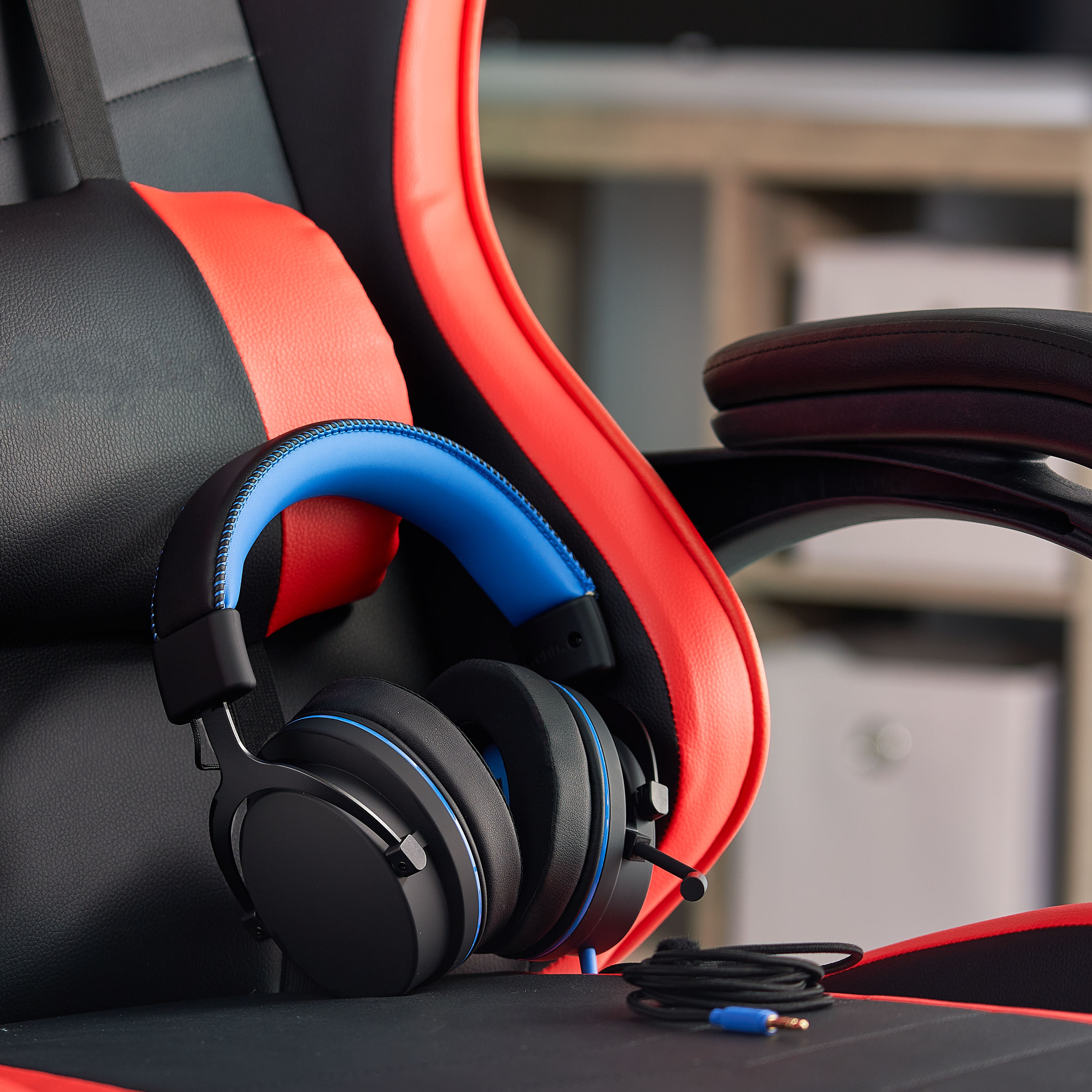 onn Wired Gaming Headset for PlayStation, Black & Blue photo 5