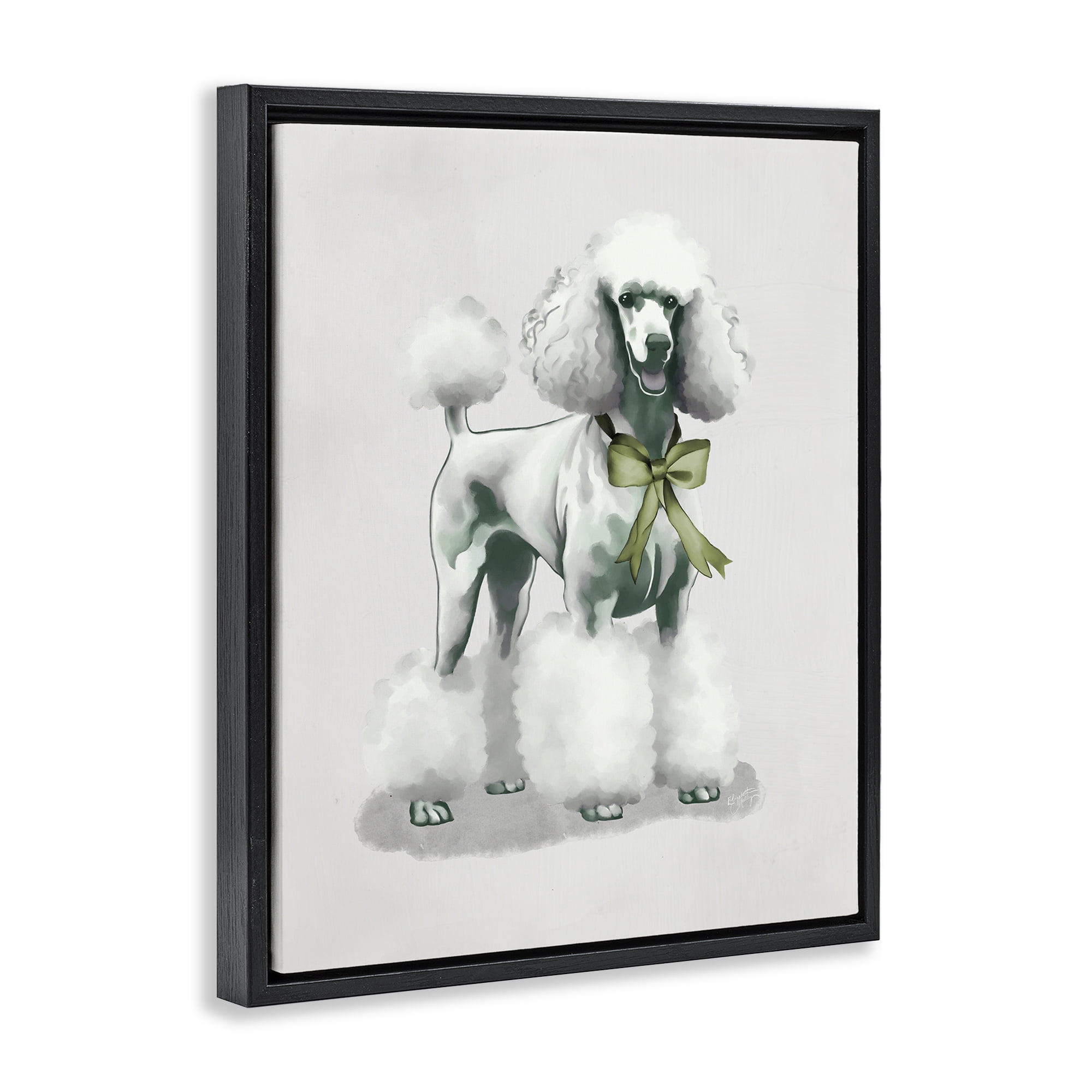 Stupell Industries Graceful Poodle & Ribbon Black Framed Floater Canvas Wall Art, design by Elizabeth Medley