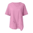thumbnail image 4 of KBZDBZC Tshirts Shirts for Women Summer Womens Short Sleeve Vintage V Neck Plus Size Top T Shirt Blouse Top T Shirts Casual Tunic Tee Blouse Womens Tops (Pink,XXXL), 4 of 5