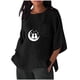 thumbnail image 2 of Xuyuer Women's Imitation Linen 3/4 Sleeve Blouse Crew Neck Summer Casual Tops Loose Fit Plus Size Tops Loose T Shirts Tunic Tops Shirts for Women Oversized Pocket T-shirt Fashionable Top, 2 of 6