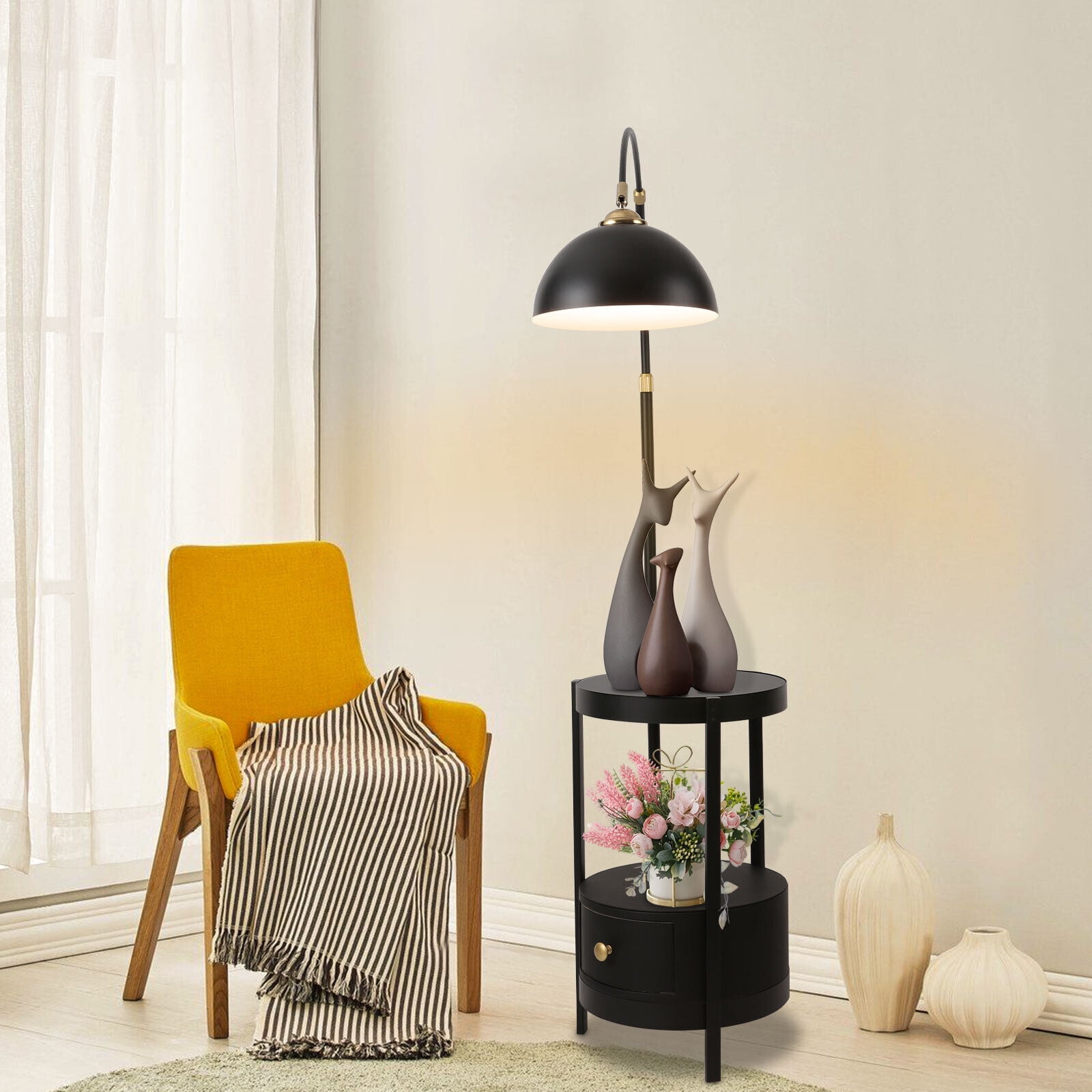 Modern Foot Switch Floor Lamp Standing Reading Light Bedroom Living Room Light W/o Bulb for Living Room