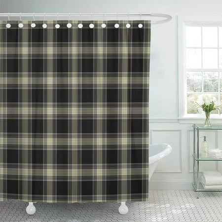 Bsdhome Beige Flannel Plaid Pattern, Classic Check Shower Curtain Black