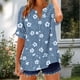 thumbnail image 3 of Camisetas Casuales de Mujer con Cuello en V Manga Corta Solta Botón de Verano Impreso Camiseta de Moda, 3 of 5