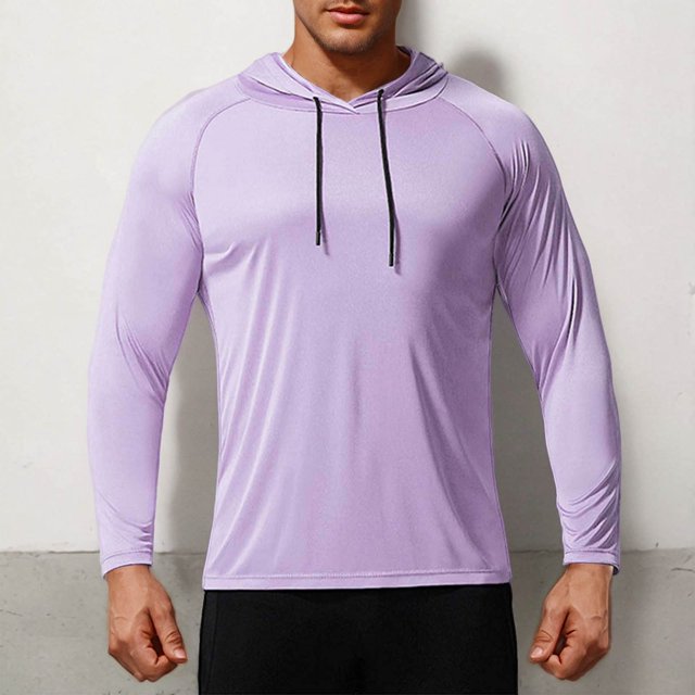 asjyhkr Chemises de Pêche UPF 50+ pour Hommes, Manches Longues Spf Protection Solaire Chandail à Capuchon Natation Course Randonnée