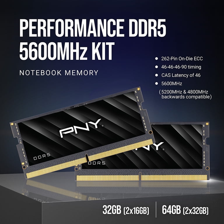 PNY Performance 32GB (2x16GB) DDR5 5600MHz (5200MHz/4800MHz) CL46