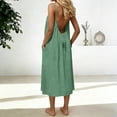 thumbnail image 5 of vigerkar Backless Cami Dresses for Women Sleeveless Open Back Lounge Linen Dress Beach Vacation Maxi Sundress with Back Tie (Green, L), 5 of 5