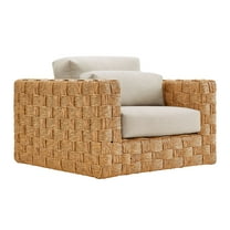 Lounge Chair Armchair Lounge Chair, Gray, Wicker Rattan, Outdoor Patio Balcony Cafe Bistro Garden Hospitality Restaurant, Modern Contemporary, HB37235