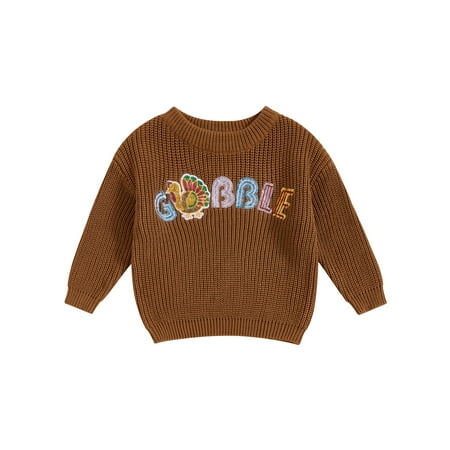 

Tasdouyy Toddler Baby Boys Girls Thanksgiving Sweater Long Sleeve Crew Neck Turkey Winter Warm Knit Pullover Sweater