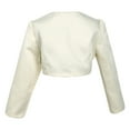 thumbnail image 2 of Manyakai Toddler Girls Satin Cardigan Bolero Long Sleeve Shrug Jacket Wedding Party Dress Cover Up Beige 5-6, 2 of 7