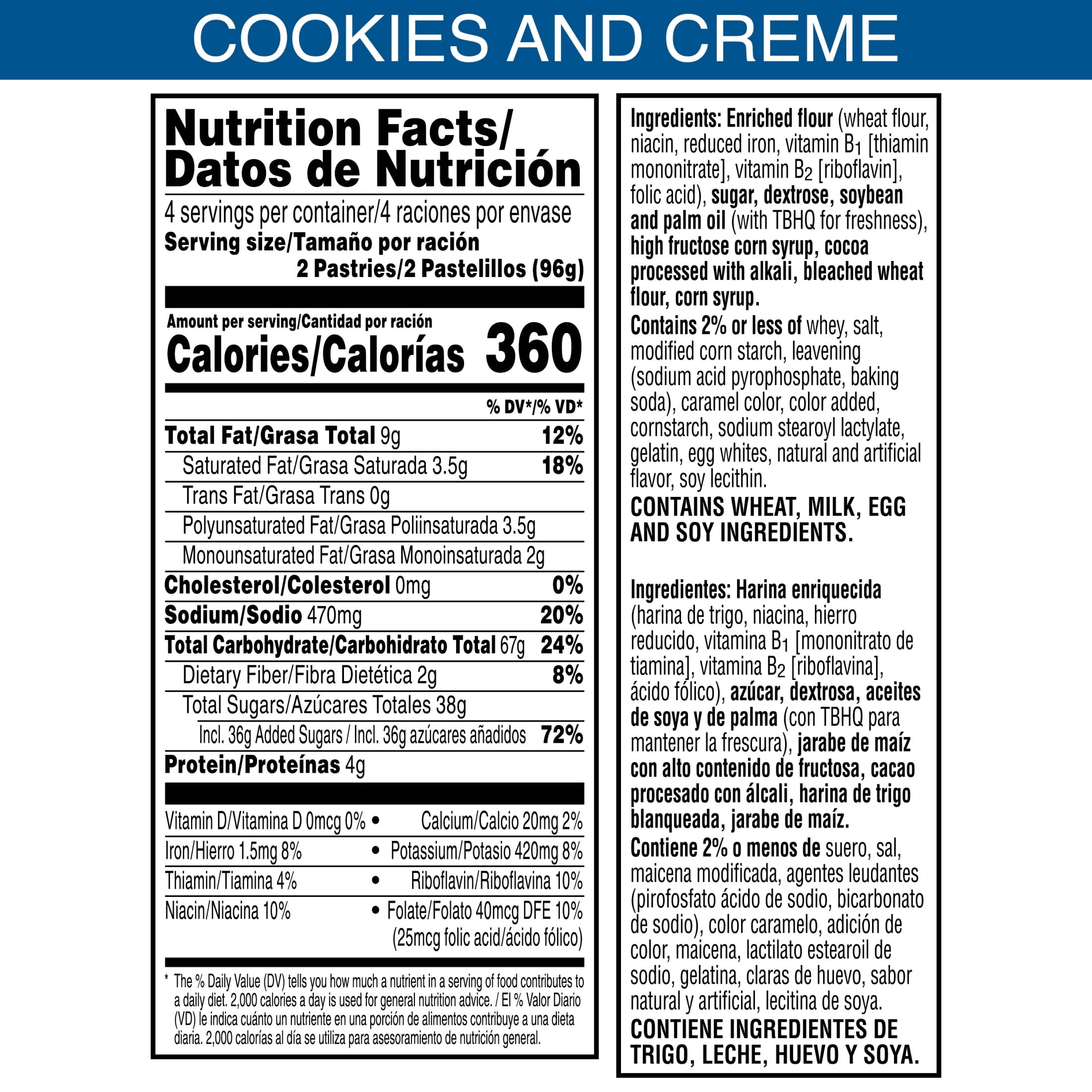 (12 pack) Pop-Tarts Frosted Cookies and Creme Toaster Pastries, Breakfast Foods, Shelf-Stable, 13.5 oz (8 Count)