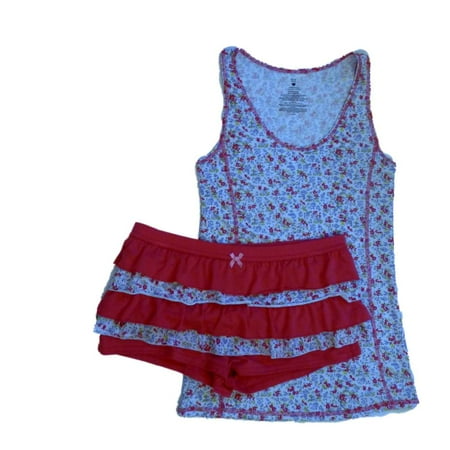 pajama rhumba ruffle pajamas valentines shorts tank floral womens pink