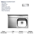 thumbnail image 3 of Tarja De Acero Inoxidable Sobreponer Escurridor Izquierdo, 3 of 4