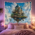 thumbnail image 2 of Floral Garden Floating with Steampunk Castle Structure Bright, Mystical Fantasy for Space Lovers, Galaxy Room Decor, Mother'S Day Gift, Tapestry Wall Hanging for Bedroom and Dorm, 2 of 7