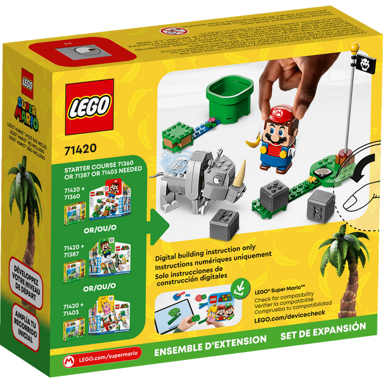 LEGO Super Mario Rambi the Rhino Expansion Set 71420 Game Inspired Building Toy Set to Combine with a Starter Course this Collectible Super Mario Bros Toy Makes a Great Gift for Kids