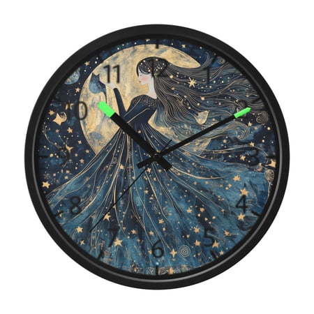 DIXRUYEE Voice Activated LED Night Wall Clock Size:12in Starlit Dancer Pattern