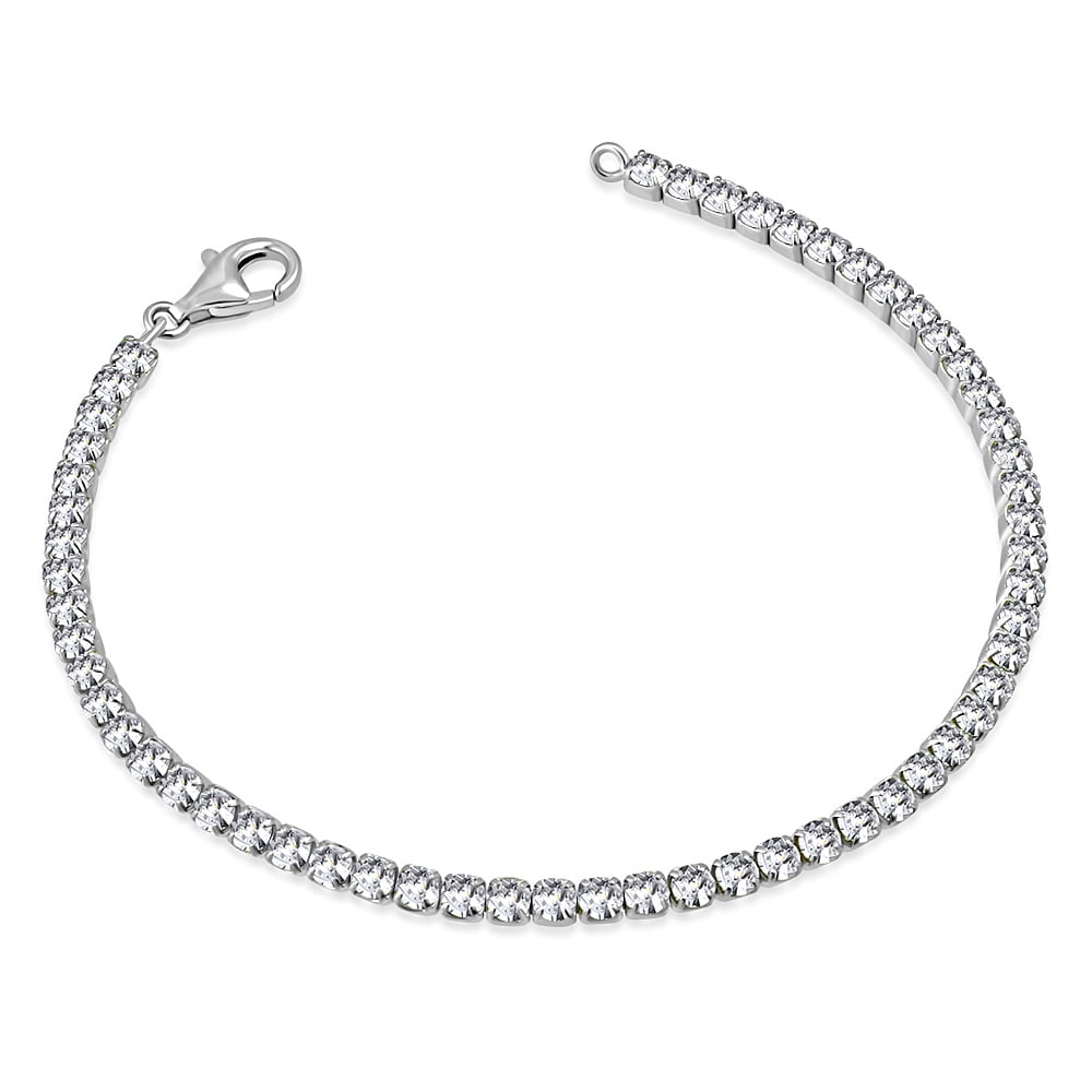 925 Sterling Silver White Clear Round CZ Classic Tennis Bracelet, 7.5