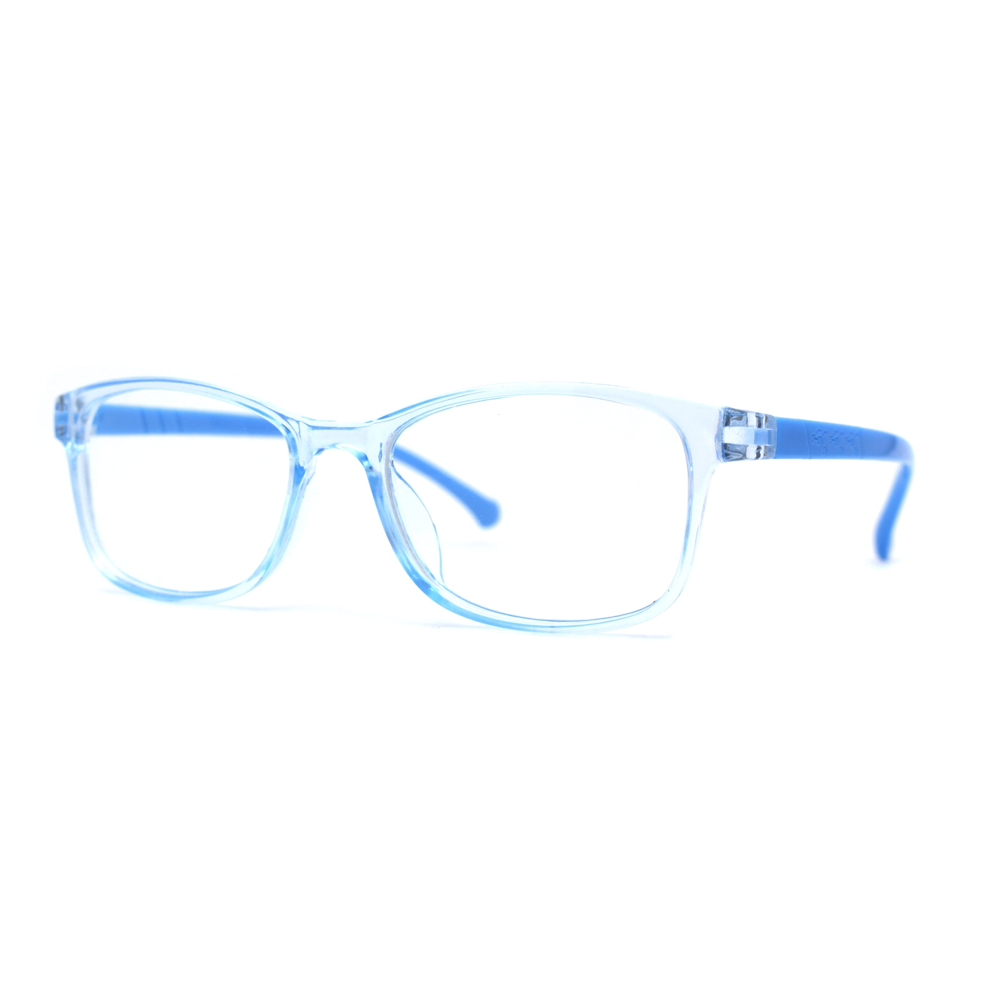 Kids Narrow Rectangle Horned Rim 100% Blue Light Flitering Computer Glasses Blue